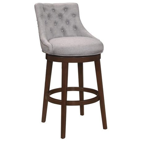 Hillsdale Furniture Halbrooke Wood Swivel Bar Height Stool, Gray Fabric