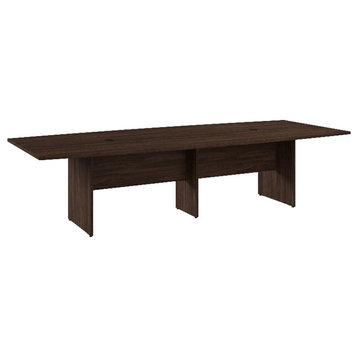 Bowery Hill 119" Boat Shaped Engineered Wood Conference Table in Black Walnut