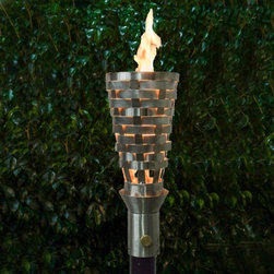 Basketweave Stainless Steel Tiki Torch Kit - Outdoor Torches