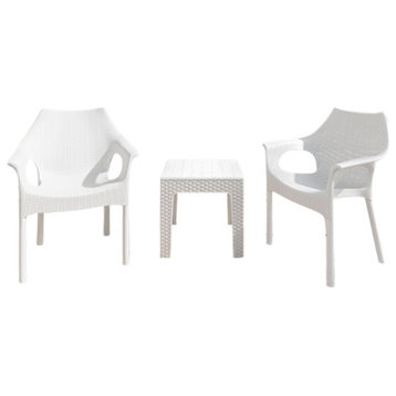 Carina Chairs & Trillia Table Resin Patio Set, White