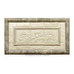 Grapes & Leaves handmade tile mural + trims &mdash; Fine Art Tileworks - Accent Trim And Border Tile