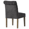GDF Studio Elmerson Roll Back Dining Chairs, Set of 2, Dark Gray, Fabric