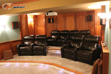 Design ideas for a traditional home theatre in Baltimore.