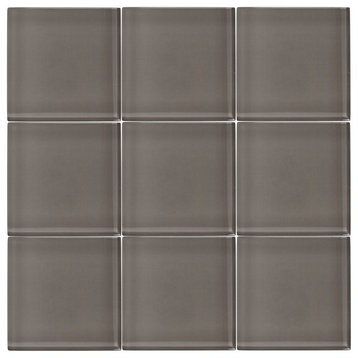 Taupe Gray 4"x4" Glass Subway Tile, 1 Sq.Ft.