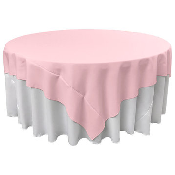 LA Linen Square Polyester Poplin Tablecloth, Light Pink, 90"x90"