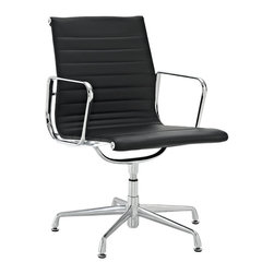 Eames Management Chair Reproduction - Full Leather with glides - Office Chairs