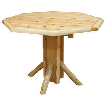 White Cedar Log Octagon Table, 36" Table Top, Dining Height