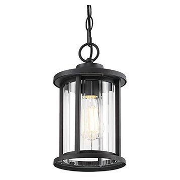 MOTINI 1-Light Black Outdoor Hanging Lantern Pendant Light for Porch, 11.5"