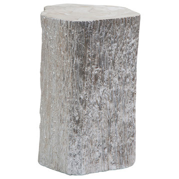 Trunk Segment Accent Table Silver Leaf