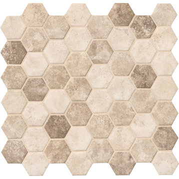MSI SMOT-GLS-6MM 2" x 2" Hexagon Mosaic Tile - Glossy Glass - Sandhills