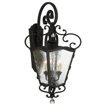 Brixton Ivy Three Light Outdoor Lantern, Coal With Honey Gold Highlights