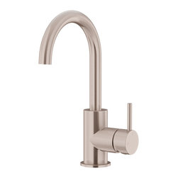 MEIR CHAMPAGNE ROUND GOOSENECK BASIN MIXER WITH COLD START - Bathroom Sink Taps