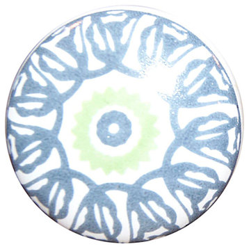 Knob-It Vintage Handpainted Ceramic Knobs, Set of 12, White/Teal/Lime