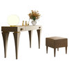 T06 Bedroom Make-up Vanity 55", Beige and Gold, Glossy Finish