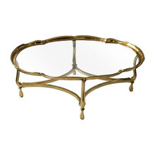 Vintage brass glass coffee table