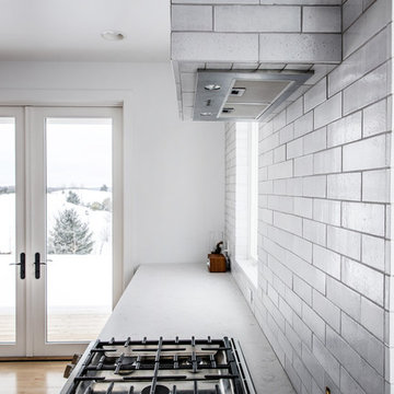 Cool Neutral Brick Kitchen