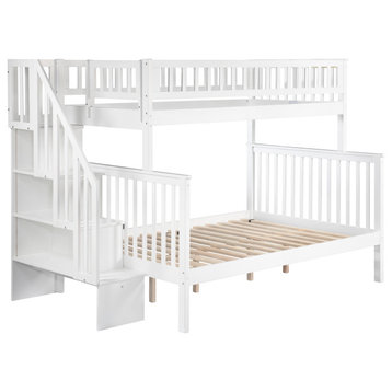 Woodland Staircase Bunk Bed Twin Over Full, White