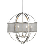 Golden Lighting - Colson 6-Light Chandelier With Shade, Pewter - The Colson Collection is a transitional industrial-chic design. Ideal for lofts, farmhouses and contemporary interiors, curvaceous arms sit inside simple round frames. The collection is extensive with ceiling and wall fixtures. The ceiling hung fixtures may be purchased with or without metal mesh shades. The optional shades shield the exposed candelabra bulbs of these elemental fixtures. All wall fixtures include shades. The fixtures are available in two finishes: a soft Pewter and a dark Etruscan Bronze to suit your tastes.