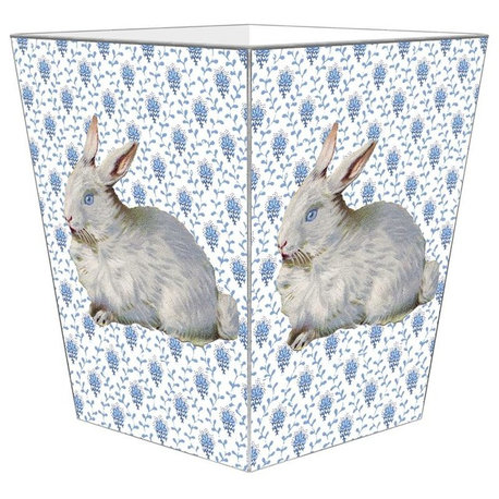 Bunny on Blue Provencial Print Wastepaper Basket