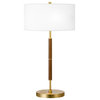 Simone 25 Tall 2-Light Table Lamp with Fabric Shade in Rustic Oak/Brass/White
