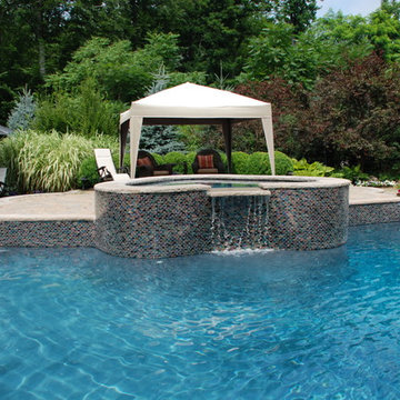 Landscape Architecture Design- Glass Tile Swimming Pool and Spa Lighting NJ