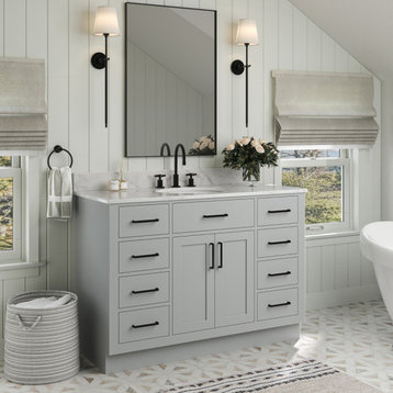 Ariel Hepburn 49" Oval Sink Bath Vanity, Gray, 0.75" Carrara Marble