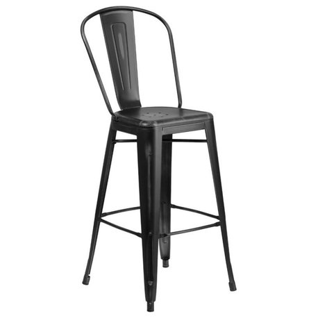 Bowery Hill 30" Contemporary Metal Bar Stool in Distressed Black