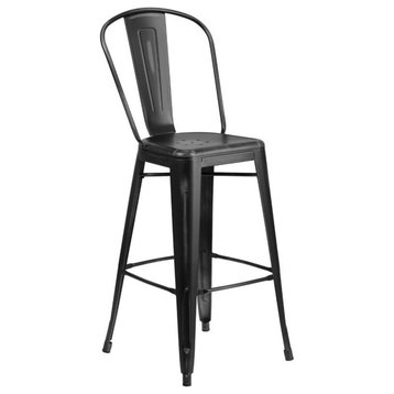Bowery Hill 30" Contemporary Metal Bar Stool in Distressed Black