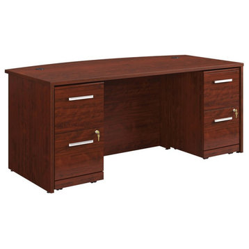 Sauder Affirm 72" Bowfront Desk and Two 2-Drawer Mobile File Cabinets in Cherry