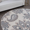 Matilda Transitional Floral Area Rug, Cream, 8' Round