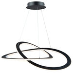 Artcraft Lighting - Wave Large 45W LED Chandelier, Black - The "Wave Collection" is named after its curvy organic design. A perfect addition to any modern to transitional setting. The chandelier is finished in a semi gloss black and is suspended by aircraft type cables. It is illuminated by bright energy saving LED technology. This large chandelier is available in a smaller version with a semi flush to match.