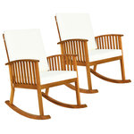 Costway - Costway 2PC  Acacia Wood Rocking Chair Garden Lawn W/ Cushion - There is nothing will make you feel better than sinking into a cozy rocking chair with a crisp drink after a long day work. The rocking chair is made of solid hard wood, which ensures the sturdiness and adds a natural, stylish touch for your outdoor space. Designed with slightly sloping backrest and armrest, the rocking chair is comfortable to sit. Plus, the cushion also adds additional comfort to your back and hip. And the cover of cushion with smooth zipper can be removed for rinse. What’s more, according to the instructions, the chair is easy to assemble with several steps. Designed in rustic style, it is perfect to place the rocking chair in outdoor or indoor space such as living room, patio, backyard and garden.
