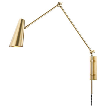 Hudson Valley Lorne 1-Light Wall Sconce With Plug 4121-AGB, Aged Brass