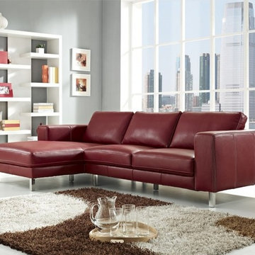 Creative Furniture Anika Leather Sectional in Red