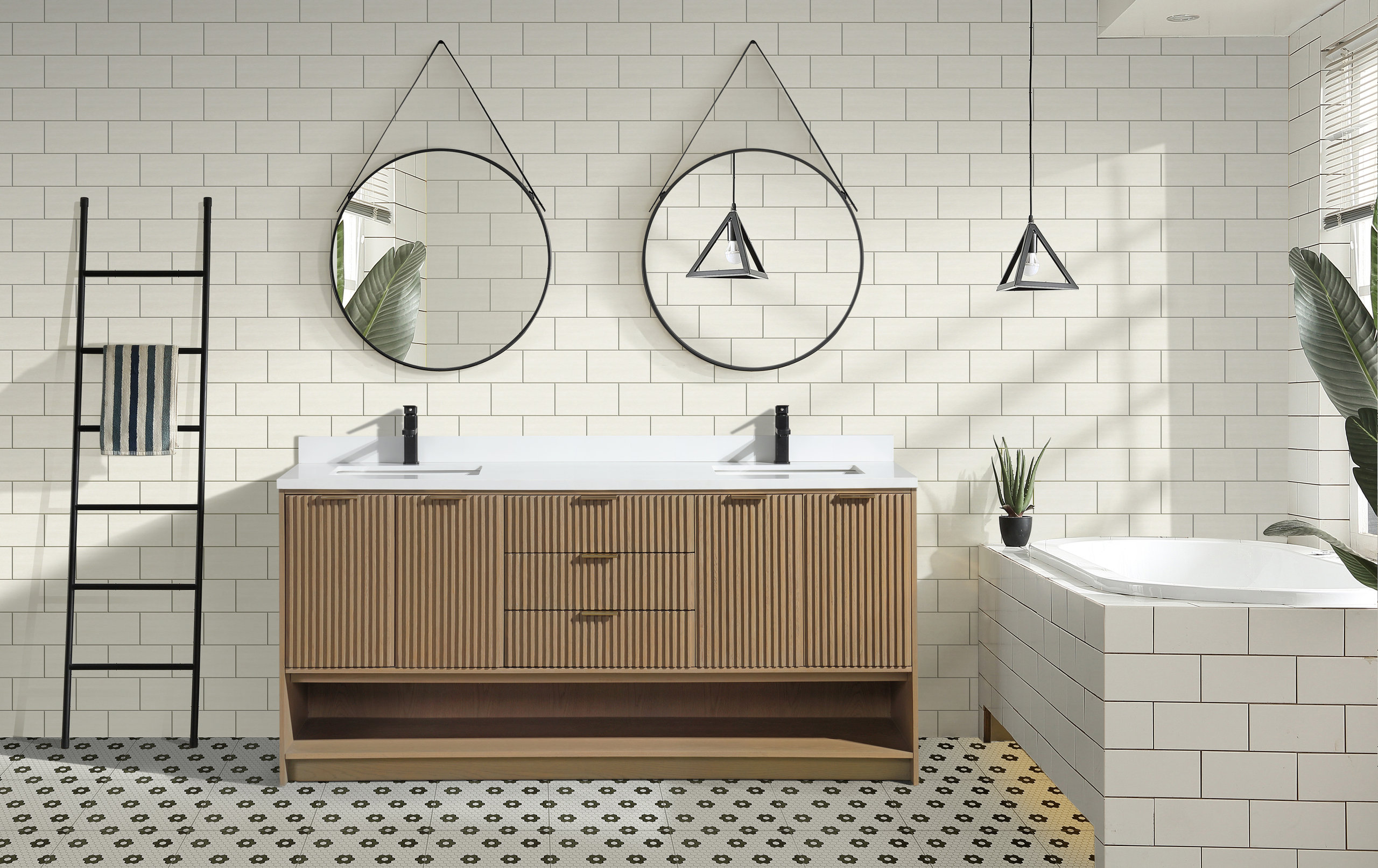 Ari Kitchen and Bath San Diego Bath Vanity, Oak, 72", Double Sink, Freestanding