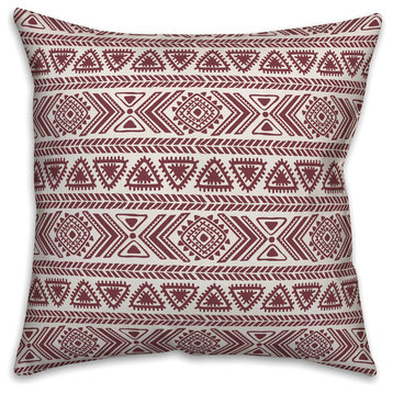 Maroon Tribal Pattern 20x20 Throw Pillow