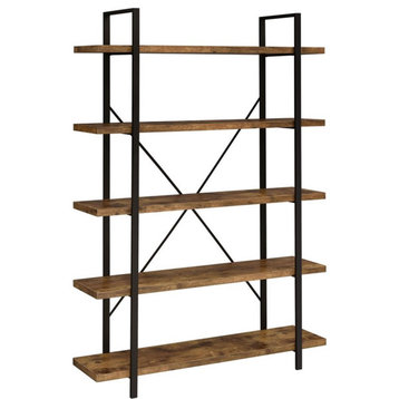 Pemberly Row 5 Shelf Bookcase in Antique Nutmeg and Black Finish