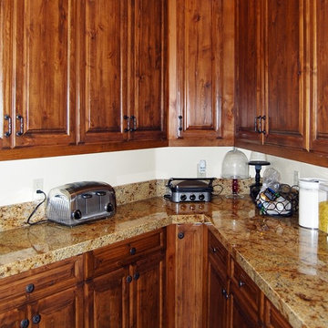 Unusual Corner Pantry with Lots of Enclosed Storage