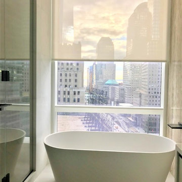 111 Murray St- Battery Operated Shades and Curved Drapery