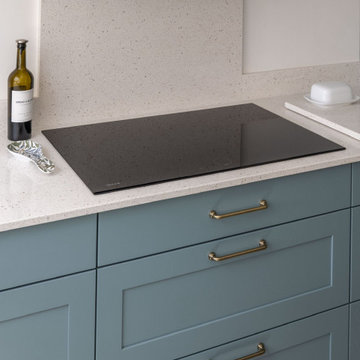 Aldana Kitchen in Light Teal by Kitchen Ergonomics