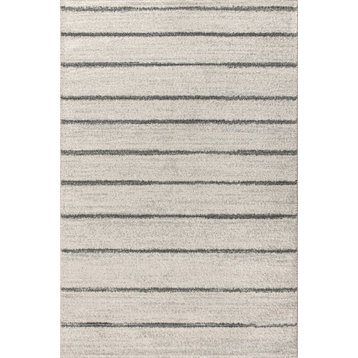 Williamsburg Minimalist Stripe Rug, Cream/Gray, 8 X 10