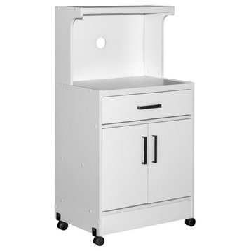 Better Home Products Shelby Kitchen Wooden Microwave Cart in White