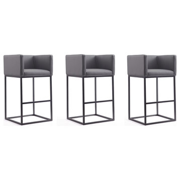 Embassy Barstool in Grey and Black (Set of 3)