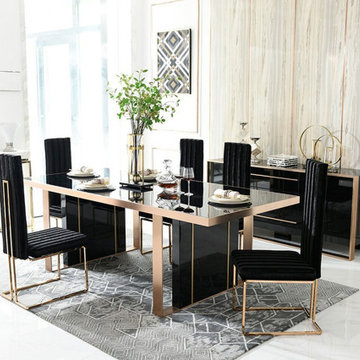 Cartier Modern Black & Rosegold Dining Table 73249