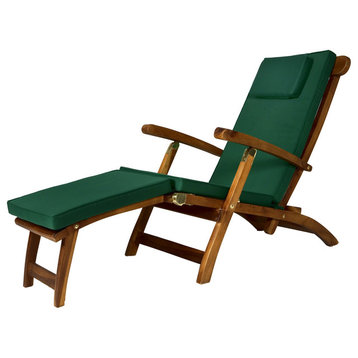 5-Position Steamer Chair and Cushion, Green