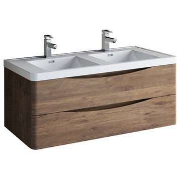 Fresca Tuscany 48" Integrated Double Sinks Bathroom Cabinet in Brown
