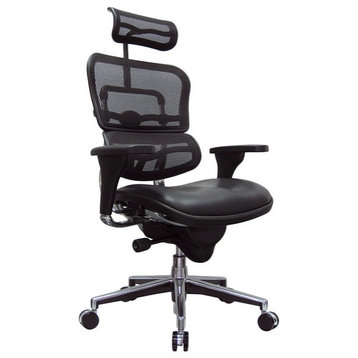 Black and Silver Adjustable Swivel Mesh Rolling Executive Office Chair, Black, Silver