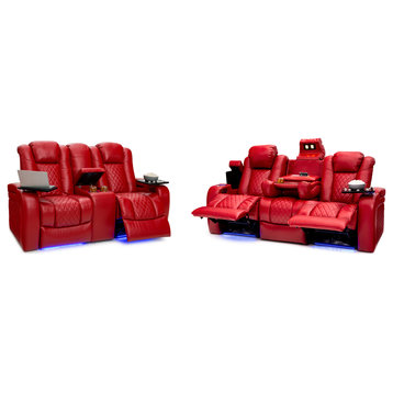 Seatcraft Anthem Home Theater Seating, Red, Sofa and Loveseat
