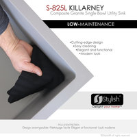 25 inch Dual Mount Single Bowl Gray Granite Laundry Sink S-825L