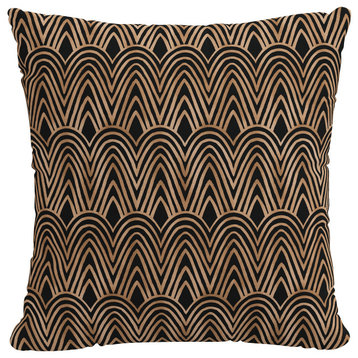 18" Decorative Pillow, Polyester Insert, Scallop Skin Black